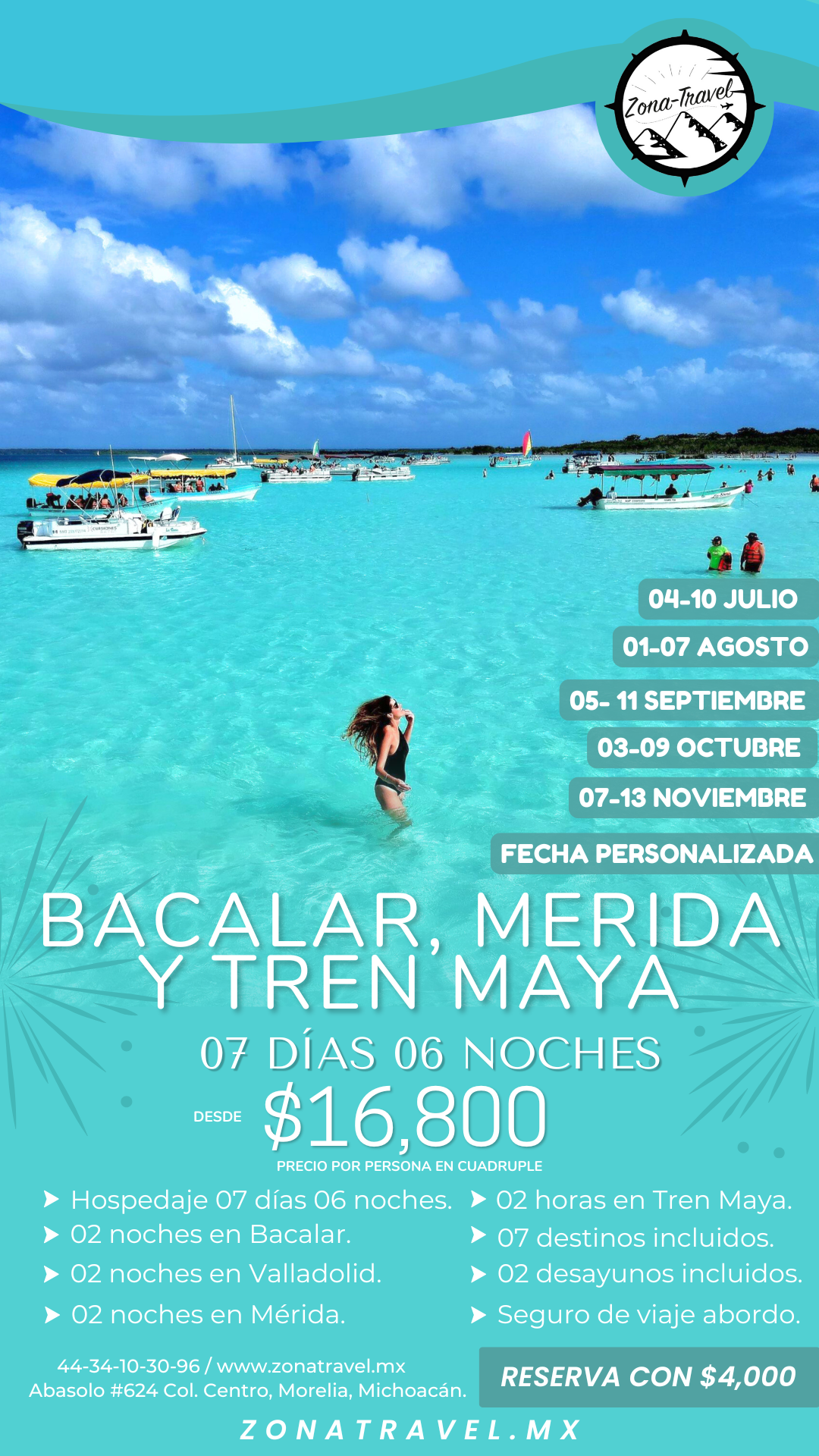 Bacalar, Tren Maya y Mérida - desde GDL
