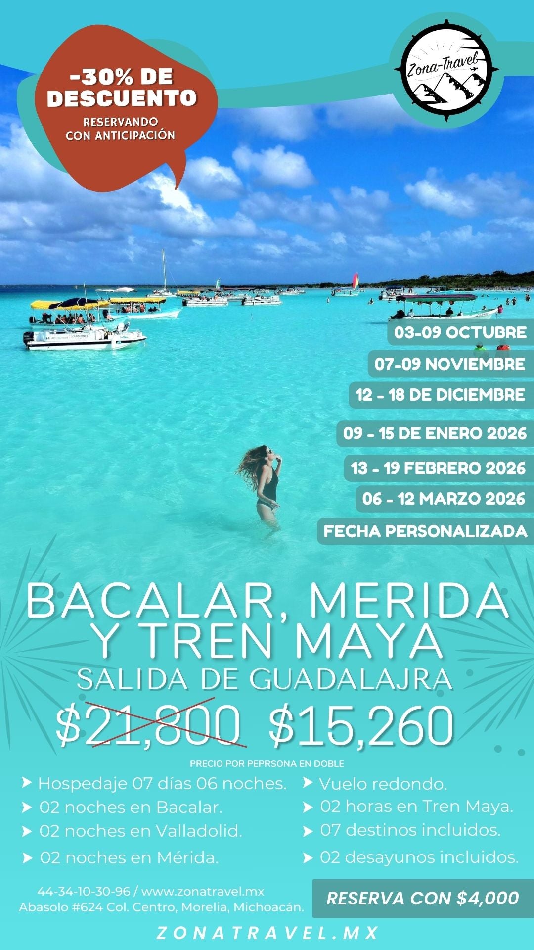 Bacalar, Tren Maya y Mérida - GDL