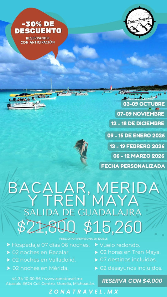 Bacalar, Tren Maya y Mérida - GDL
