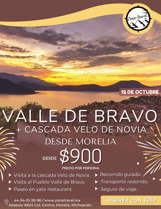 Valle de Bravo, Cascada Velo de Novia y Paseo en Yate